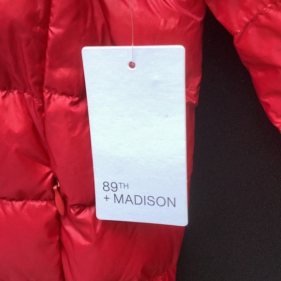 89TH & MADISON NWT LIGHT WEIGHT HOODED DOWN JACKET COAT RACING RED PACKABLE LG - Picture 4 of 5